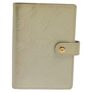 Pre Owned Louis Vuitton Silver Monogram Vernis Leather Small Ring Agenda Cover