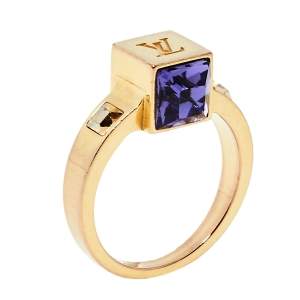 مملوكة مسبقًا Louis Vuitton Gamble Crystal Gold Tone Ring M