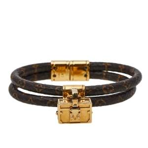 Pre Owned Louis Vuitton Petite Malle Monogram Canvas Gold Tone Bracelet