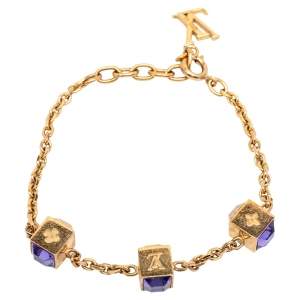مملوكة مسبقًا Louis Vuitton Gold Tone Crystal Gamble Bracelet