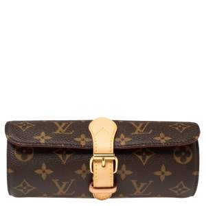 Pre Owned Louis Vuitton Monogram Canvas 3 Watch Case