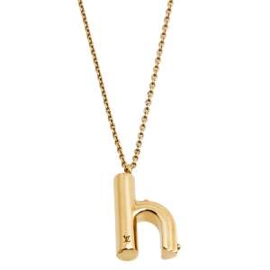 Louis Vuitton LV & Me Letter H Gold Tone Pendant Necklace