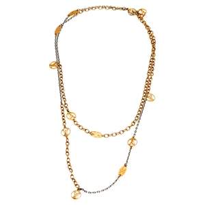 مملوكة مسبقًا Louis Vuitton Two-Tone Logomania Sautoir Long Necklace