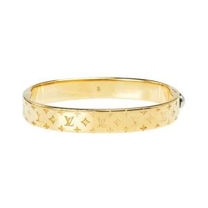 مملوكة مسبقًا Louis Vuitton Gold Tone Nanogram Cuff Bracelet