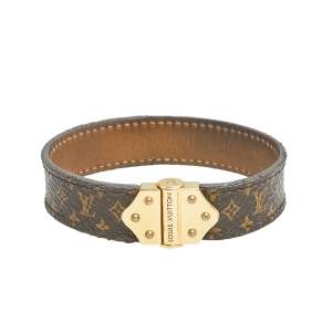 مملوكة مسبقًا Louis Vuitton Brown Monogram Canvas Nano Spirit Bracelet Size 19