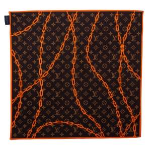 Pre Owned باندانا لوي فيتون قطن مطبوع وصلات سلسلة مونوغرامي بني 