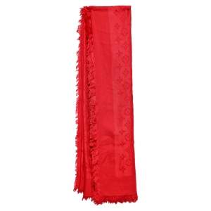 مملوكة مسبقًا Louis Vuitton Red Monogram Silk & Wool Shawl