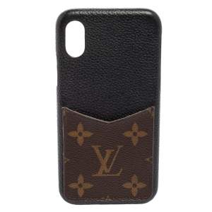Louis Vuitton Black Leather and Monogram Canvas Bumper iPhone X/XS Cover
