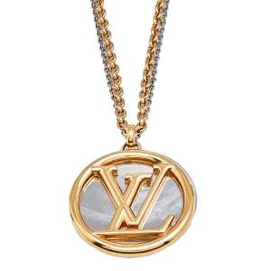 Pre Owned Louis Vuitton Louise Two Tone Metal Long Necklace