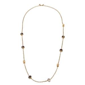 Pre Owned قلادة طويلة لوي فيتون غامبل ذهبي اللون مرصع بكريستال متعدد الألوان