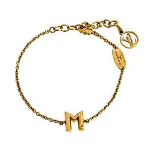 Louis Vuitton LV & Me Letter M Gold Tone Bracelet 