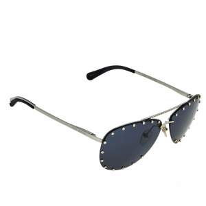 مملوكة مسبقًا Louis Vuitton Silver Tone Crystal/Grey Z0995W The Party Aviator Sunglasses