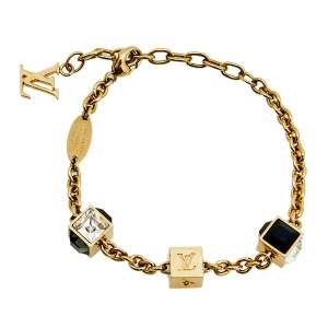 Pre Owned Louis Vuitton Gamble Crystal Gold Tone Bracelet 