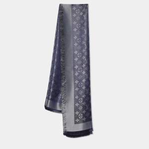 مملوكة مسبقًا وشاح لوي فيتون مونوغرام لامع أزرق ميدنايت