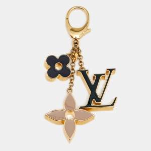 Pre Owned Louis Vuitton Fleur de Monogram Gold Tone Key Chain / Bag Charm