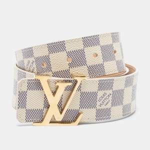 Pre Owned Louis Vuitton Damier Azur Canvas LV Initiales Belt 80CM