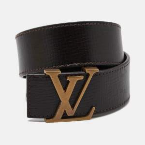 Pre Owned  Louis Vuitton Dark Brown Leather LV Initiales Belt 90CM