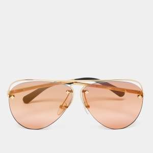 مملوكة مسبقًا Louis Vuitton Gold Tone/Orange Grease Gradient Aviators Sunglasses