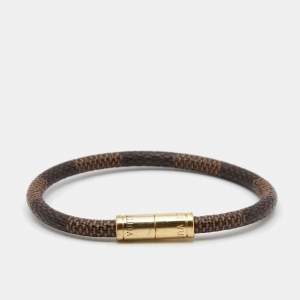 Louis Vuitton Keep It Damier Ebene Canvas Gold Tone Bracelet