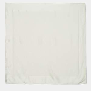 Pre Owned Louis Vuitton Ivory Monogram Jacquard Silk Monaco Scarf