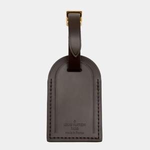 Pre Owned Louis Vuitton Brown Leather Luggage Name Tag