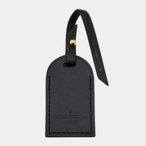 Pre Owned Louis Vuitton Black Leather Luggage Name Tag