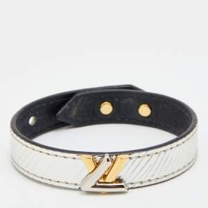 Pre Owned Louis Vuitton Silver Epi Leather Twist It Wrap Bracelet 