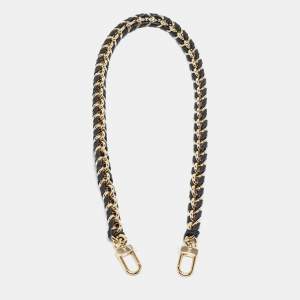 Pre Owned Louis Vuitton Black Braided Leather Chain Shoulder Bag Strap