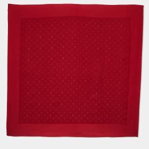 Pre Owned Louis Vuitton Red Monogram Monaco Silk Scarf