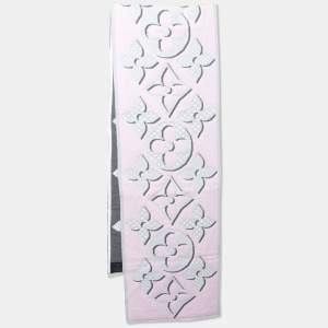 Pre Owned Louis Vuitton Pink Giant Pop Monogram Intarsia Wool Muffler 