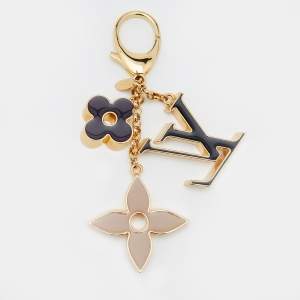 Pre Owned Louis Vuitton Gold Tone Fleur de Monogram Bag Charm