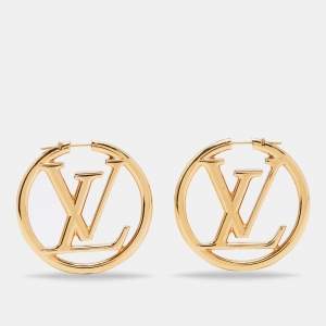 Louis Vuitton Gold Tone Louise Hoop Earrings 