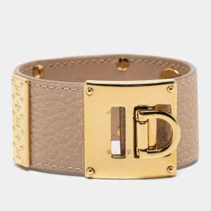 Louis Vuitton Beige Leather So LV Cuff Bracelet 17