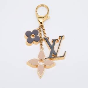 Pre Owned Louis Vuitton Gold Tone Fleur de Monogram Bag Charm