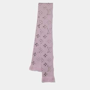Louis Vuitton Pink Logomania Wool & Silk Shine Scarf
