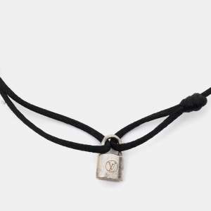 Pre Owned Louis Vuitton Lock It Sterling Silver Adjustable Cord Bracelet