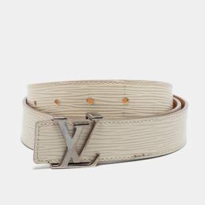 Pre Owned Louis Vuitton Ivorie Epi Leather LV Initiales Belt 80CM