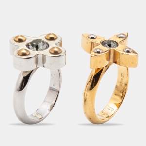 Louis Vuitton Two Tone Love Letters Timeless Ring Set M