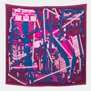 Louis Vuitton Purple Printed Silk Square Scarf