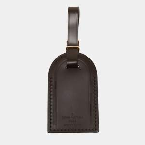 Pre Owned Louis Vuitton Brown Leather Luggage Name Tag