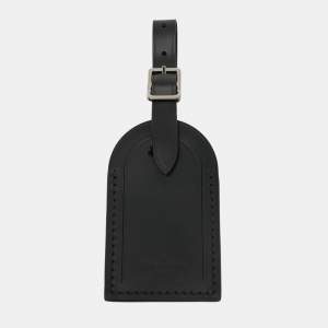 Pre Owned Louis Vuitton Black Leather Luggage Name Tag
