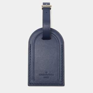 Pre Owned Louis Vuitton Blue Leather Luggage Name Tag