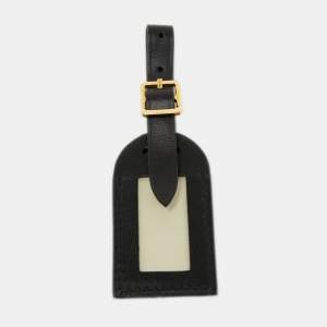 Pre Owned Louis Vuitton Black Leather Name Tag