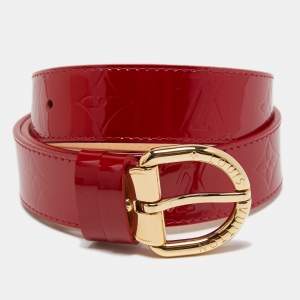Louis Vuitton Pomme D'Amour Monogram Vernis Buckle Belt 80CM