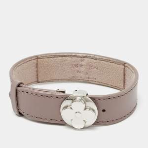 Pre Owned Louis Vuitton Wish Leather Silver Tone Wrap Bracelet