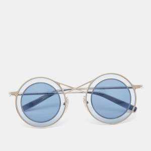 Pre Owned Louis Vuitton Silver Tone/Blue Z0750U Aman Round Sunglasses