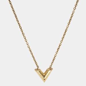Louis Vuitton Gold Tone Essential V Necklace