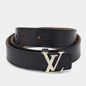 Louis Vuitton Black Epi Leather Initials Belt Size 85CM