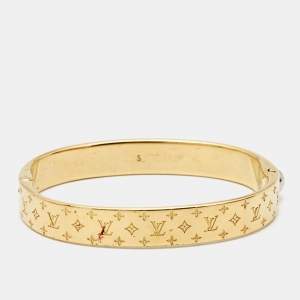 Pre Owned Louis Vuitton Nanogram Gold Tone Cuff Bracelet S