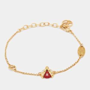 Louis Vuitton Gold Stone Crystal Enamel Ladybug Chain Bracelet